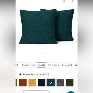 Joybird Decorative Boxed Pillow Covers, Royale Peacock in Velvet